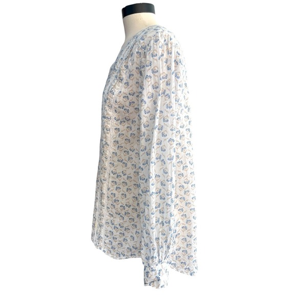 Kori America Peasant Popover V Neck Long Sleeve Shirt Small Cottagecore Coquette - Picture 4 of 8